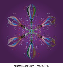 Flat design with abstract snowflakes isolated on colors background. Vector illustration. Snowflake colorful pattern. Snowflakes pattern. Vector snowflakes background.