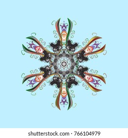 Flat design with abstract snowflakes isolated on colors background. Snowflake colorful pattern. Snowflakes pattern. Vector illustration. Vector snowflakes background.