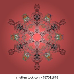 Flat design with abstract snowflakes isolated on background. Snowflakes background. Snowflakes pattern. Snowflake ornamental pattern. Vector illustration.