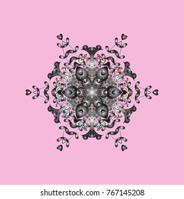 Flat design with abstract snowflakes isolated on background. Snowflakes pattern. Snowflake ornamental pattern. Snowflakes background. Vector illustration.