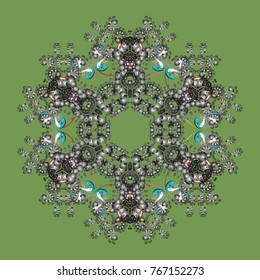 Flat design with abstract snowflakes isolated on background. Snowflakes background. Snowflakes pattern. Snowflake ornamental pattern. Vector illustration.