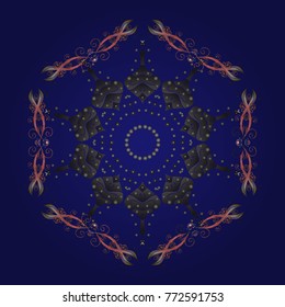 Flat design with abstract snowflakes isolated on colors background. Vector snowflakes background. Vector illustration. Snowflakes pattern. Snowflake colorful pattern.