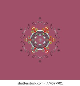 Flat design with abstract snowflakes isolated on background. Vector illustration. Snowflake ornamental pattern. 