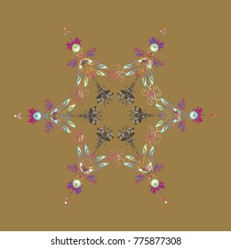 Flat design with abstract snowflakes isolated on background. Snowflake ornamental pattern. Vector illustration. Snowflakes background. Snowflakes pattern.