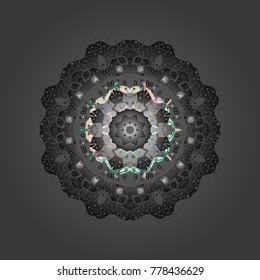 Flat design with abstract snowflakes isolated on background. Snowflakes background. Vector illustration. Snowflakes pattern. Snowflake ornamental pattern.