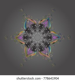 Flat design with abstract snowflakes isolated on background. Snowflakes background. Snowflake ornamental pattern. Vector illustration. 