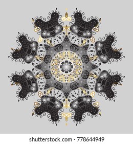 Flat design with abstract snowflakes isolated on background. Snowflake ornamental pattern. Vector illustration. Snowflakes background. Snowflakes pattern.