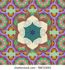 Flat design with abstract snowflakes isolated on background. Snowflakes pattern. Snowflake ornamental pattern. Snowflakes background. Vector illustration.