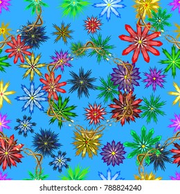 Flat design with abstract snowflakes isolated on colors background. Snowflake colorful pattern. Snowflakes pattern. Vector illustration. Vector snowflakes background.