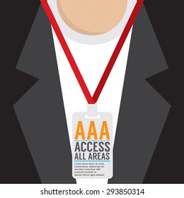 Flat Design Access All Area Staff Card Vector Illustration