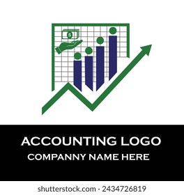 Plantilla de logotipo de contabilidad de diseño plano.