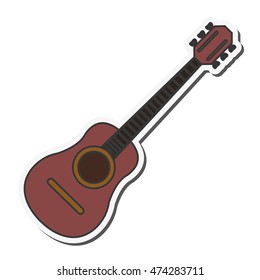 flat design acoustic guitar icon vector illustration