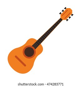 flat design acoustic guitar icon vector illustration