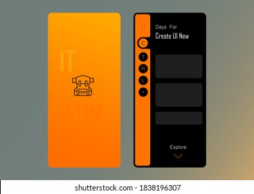 flat design activities app with geometric style backpack icon, elegant orange black color