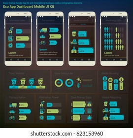 Flat design Admin Dashboard Eco New Energy infographics UI mobile app