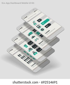 Flat design Admin Dashboard Eco New Energy infographics UI mobile app