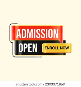 flat design admission open enroll now label clipart