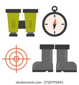 Flat Design Adventure and Exploration Element Set Camping and Outdoor Activities