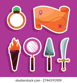 Flat Design Adventure and Treasure Hunt Item Collection