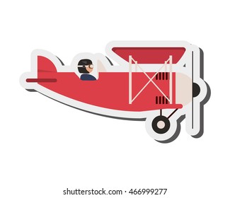 flat design aerobatic or trainer airplane icon vector illustration