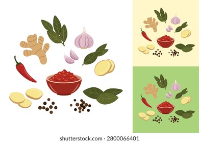 Flat Design African Spices and Harissa