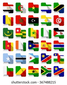 Flat Design African Waving Flags.All elements are separated in editable layers clearly labeled.