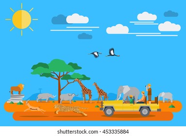 Flat design, African wildlife