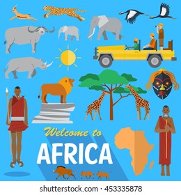 Flat design, African wildlife and icons