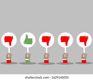Flat design for agree and disagree sign by group