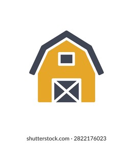Flat design agricultural structure. Simple graphic representation for rural themes farming or country living concepts. Ideal for editorial or commercial use.