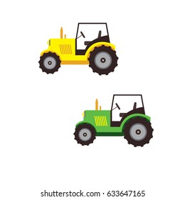 Flat design agricultural tractor icon for web and business. vector illustration.