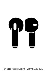 Flat design of airbuds vector in black and white perfect for apps, website, logo or sign 