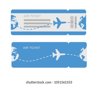 Flat design of airline travel boarding pass .Tickets vector template or mock up isolated on grey background.