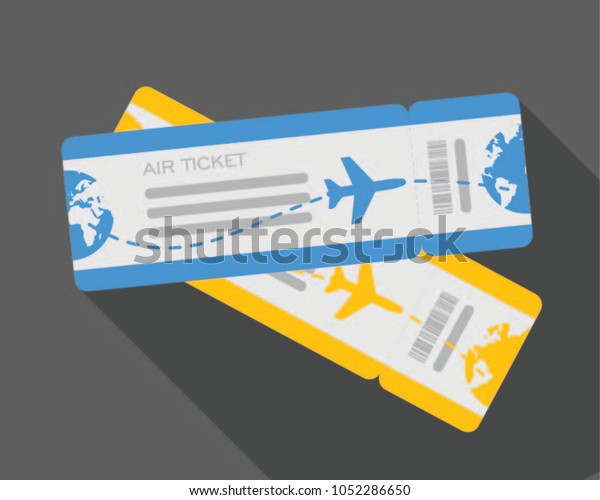 Flat design of\
airline travel boarding pass two tickets. Vector template or mock\
up isolated on grey\
background.