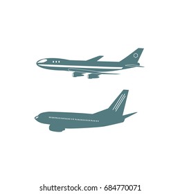 Flat design airplane Icon. Vector  illustration.