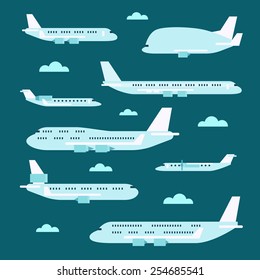 Flat design of airplane set illustration vector