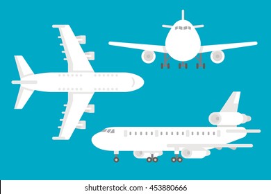 Flat design airplane set illustration vector