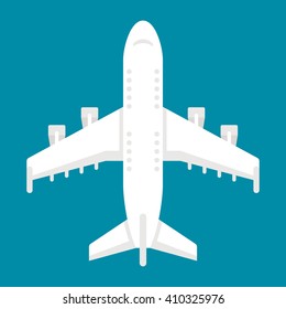 Flat design airplane top view illustration vector