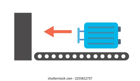 Flat design airport baggage inspection icons. Baggage security check. Vector.