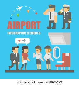 Flat design of airport infographic elements illustration vector