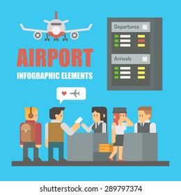 Flat design of airport infographic elements illustration vector
