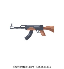 diseño plano ak-47, ilustración vectorial de kalashnikov, icono de arma, aislado en fondo blanco