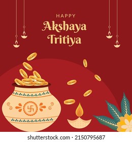 Flat design of Akshaya Tritiya banner template.