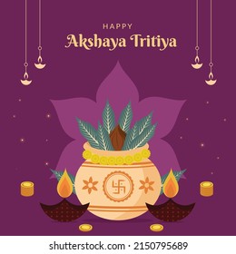 Flat design of Akshaya Tritiya banner template.