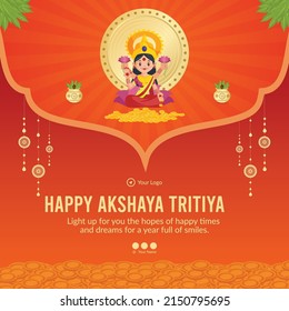 Diseño plano de la plantilla de banner de Akshaya Tritiya.