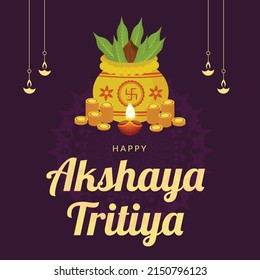 Flat design of Akshaya Tritiya banner template.