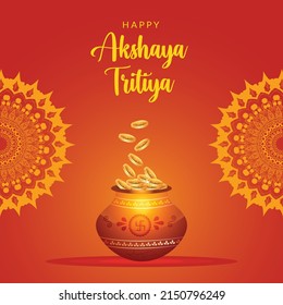 Flat design of Akshaya Tritiya banner template.