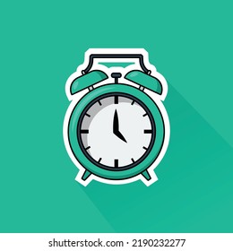 Flat Design of Alarm Clock, can be use as Sticker, Logo, and Poster