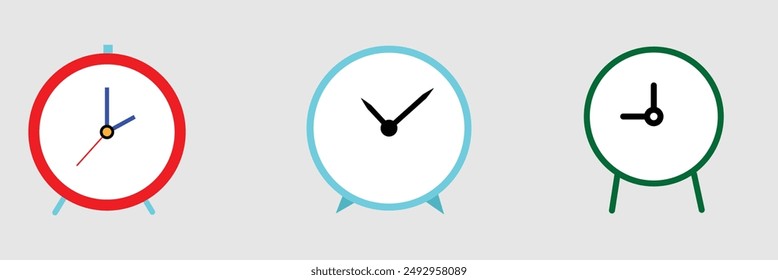 flat design alarm clock icon vector illustration. Table clock icon vector isolated on grey background. Alarm clock icon set. alarm clock icon sign and symbol. Vector illustration. Eps file 134.