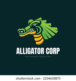 flat design alligator logo template